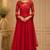 Red net beads and thread work anarkali salwar kameez