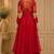 Red net beads and thread work anarkali salwar kameez