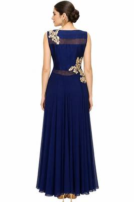 Blue georgette zari, beads and sequins work anarkali salwar kameez 2