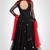 Black net thread and sequins embroidery anarkali salwar kameez