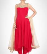 Red georgette zari work anarkali salwar kameez