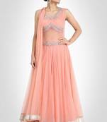 Pink net zari work anarkali salwar kameez