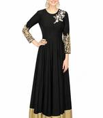 Black silk hand emboridery anarkali salwar kameez