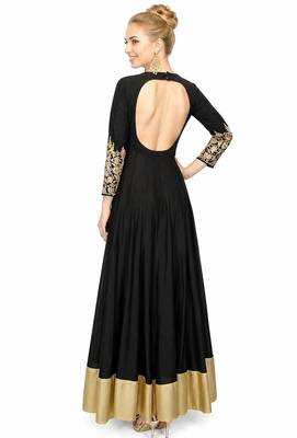Black silk hand emboridery anarkali salwar kameez 2