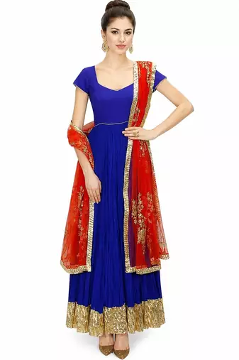 Blue georgette zari work anarkali salwar kameez