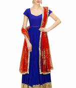 Blue georgette zari work anarkali salwar kameez
