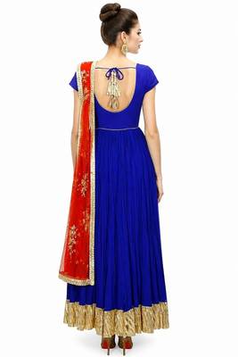 Blue georgette zari work anarkali salwar kameez 2