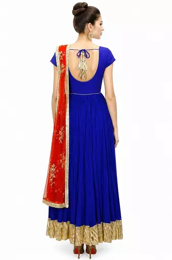 Blue georgette zari work anarkali salwar kameez