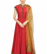 Rust orange georgette sequins & zari embroidery anarkali salwar kameez