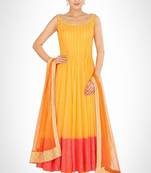 Orange net beads embroidery anarkali salwar kameez