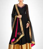 Black georgette thread and zari work anarkali salwar kameez