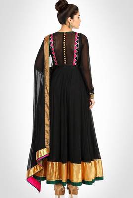 Black georgette thread and zari work anarkali salwar kameez 2