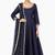 Navy blue silk zari and glass work anarkali salwar kameez