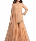 Peach georgette beads hand embroidery anarkali salwar kameez