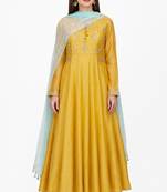 Mustard silk gota patti work anarkali salwar kameez