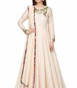 Powder pink silk beads hand embroidery anarkali salwar kameez