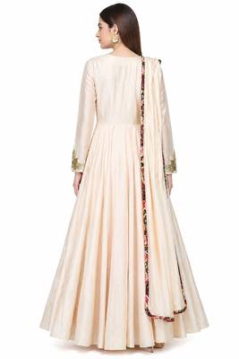 Powder pink silk beads hand embroidery anarkali salwar kameez 2