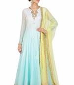 Light blue georgette zari and beads work anarkali salwar kameez