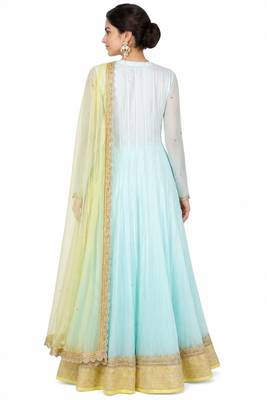 Light blue georgette zari and beads work anarkali salwar kameez 2