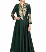Emerald green silk sequins & zari embroidery anarkali salwar kameez