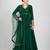 Emerald green georgette lace work anarkali salwar kameez