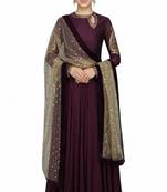 Wine georgette sequins & zari embroidery anarkali salwar kameez