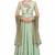 Light green silk thread and beads work anarkali salwar kameez