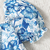 Blue floral puff sleeve fit & flare dress white & blue pearl neckline soft cotton blend square neck, puff sleeves