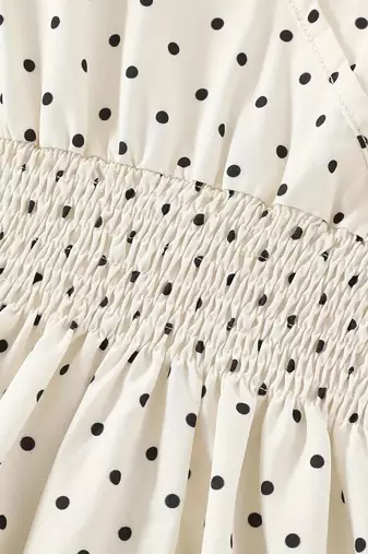 Cream polka dot print cotton a-line fit & flare kids dress
