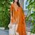 Orange embroidered chinon free size stitched palazzo style salwar suit