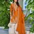 Orange embroidered chinon free size stitched palazzo style salwar suit