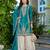 Teal embroidered chinon free size stitched palazzo style salwar suit