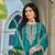 Teal embroidered chinon free size stitched palazzo style salwar suit