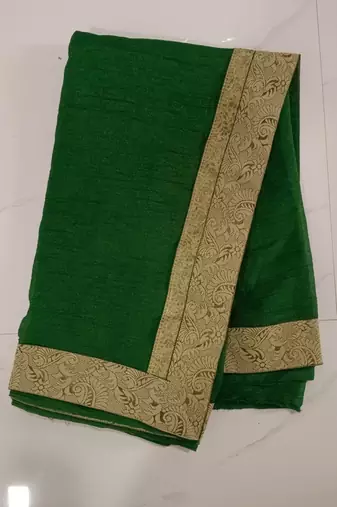 Green jacquard lace chiffon gerogette bollywood saree with blouse piece.