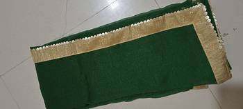 Green sequenced lace chiffon gerogette bollywood saree with blouse piece. 2