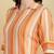 Women's cotton crape calf length strip print half length sleeve v-neck straight kurta (orange )