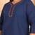 Women’s plus size cotton kurti with embroidery  3/4 sleeve straight kurta (blue)