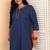Women’s plus size cotton kurti with embroidery  3/4 sleeve straight kurta (blue)