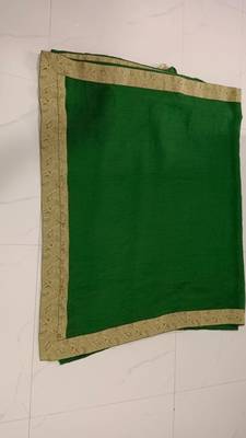 Green jacquard lace chiffon gerogette bollywood saree with blouse piece. 3