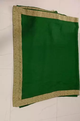 Green jacquard lace chiffon gerogette bollywood saree with blouse piece.