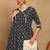 Women's cotton floral print anarkali kurta  (black)