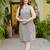 Women's cotton checks printed sleeveless short kurti (grey)