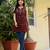 Women   s cambric cotton printed short kurti | sleeveless striped tunic top with keyhole notch neck | casual daily wear