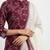 Women   s cotton wine floral rubber print  a-line kurta pant set with dupatta, one side functional pocket (wine)