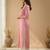 Women   s cotton white floral rubber print  a-line kurta pant set with dupatta, one side functional pocket (pink)