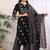 Women's cotton floral print with gota detailing straight kurta with pant and dupatta (black)