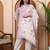 Women   s chinon printed kurta with floral embroidery v-neck, 3/4 sleeves, matching pant & printed dupatta (pink)