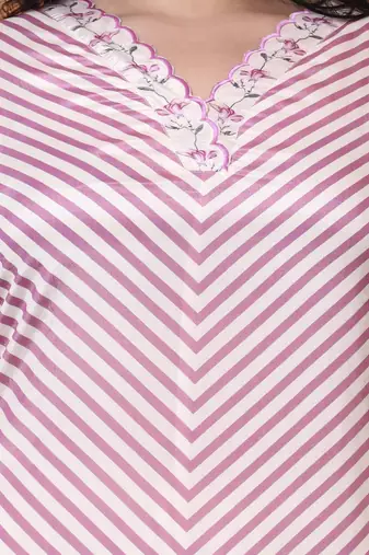 Women   s chinon printed kurta with floral embroidery v-neck, 3/4 sleeves, matching pant & printed dupatta (pink)