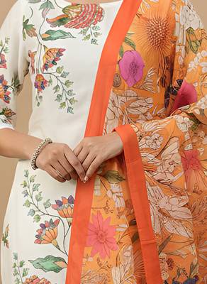 Women   s muslin fabric printed straight kurta with matching dupatta lightweight muslin kurta set(offwhite) 4