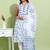 Women’s cotton printed sleeveless straight kurti with pants and dupatta (blue)